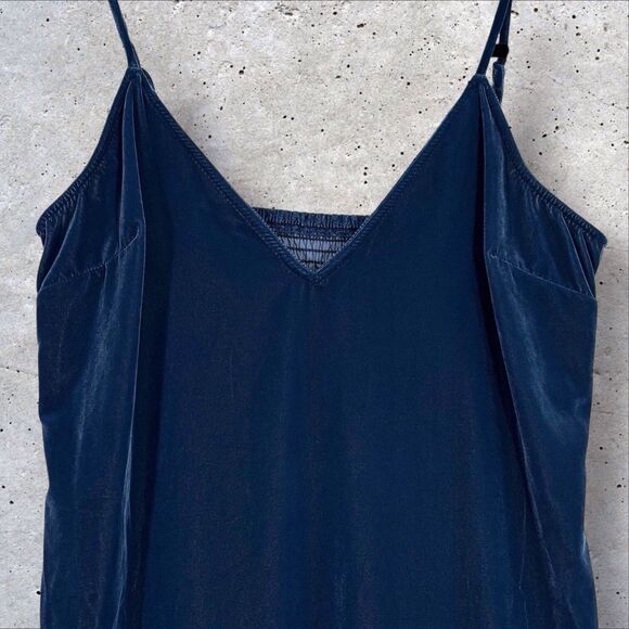 Old Navy Velvet Slip Maxi Dress Womens Large Obscure Night Blue Spaghetti Straps - Picture 4 of 11